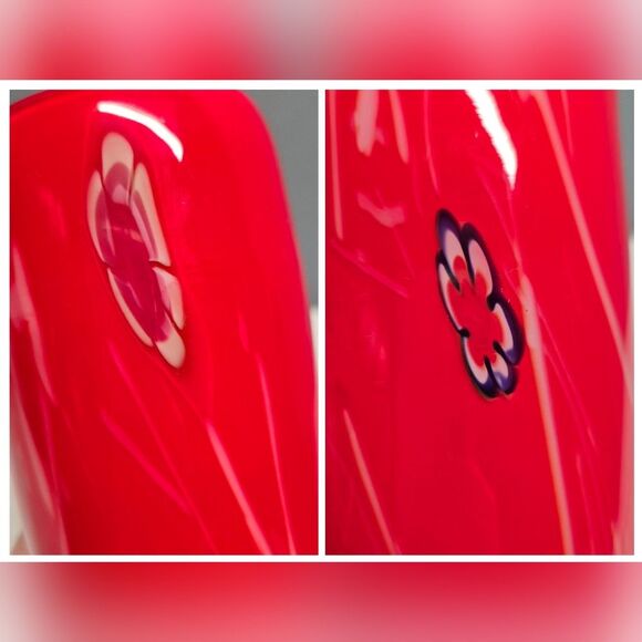 Eastern Hand Blown Murano Style Red Glass Abstract Art Vase - Picture 4 of 8